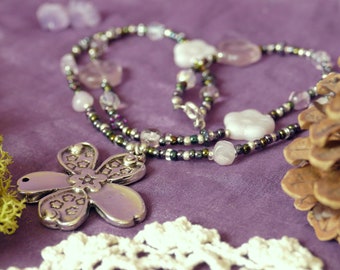 Cute Flower beaded double necklace