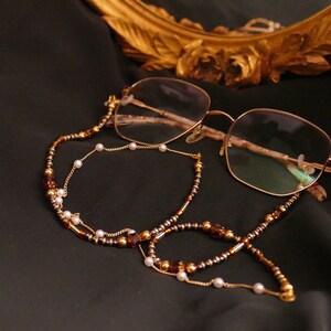 SOLD Handmade Gold Amethyst Antique eyewear lanyard/chain for glasses image 1