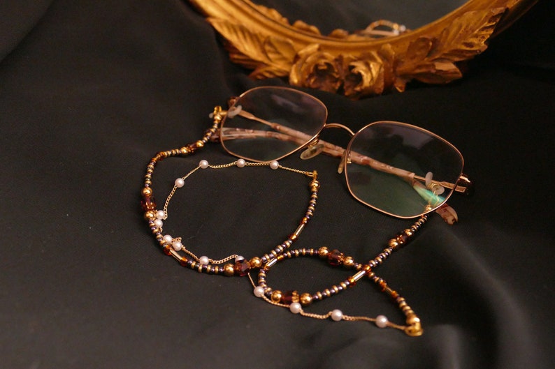 SOLD Handmade Gold Amethyst Antique eyewear lanyard/chain for glasses image 1