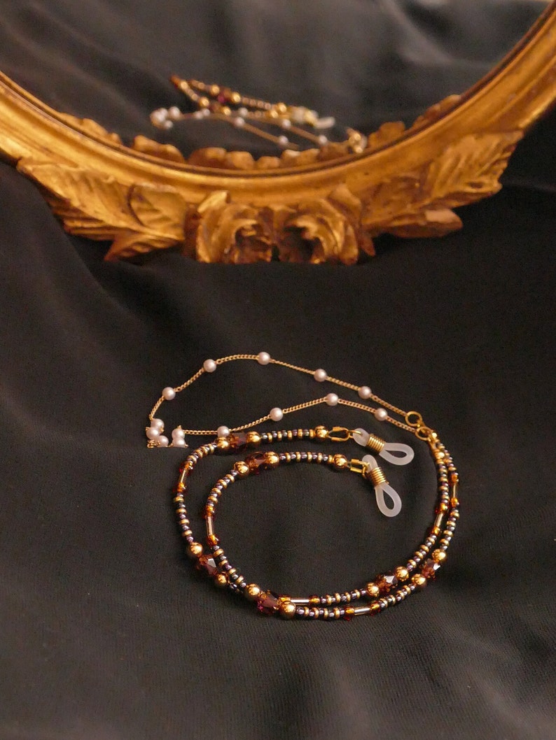 SOLD Handmade Gold Amethyst Antique eyewear lanyard/chain for glasses image 3