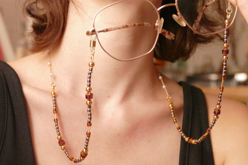SOLD Handmade Gold Amethyst Antique eyewear lanyard/chain for glasses image 6
