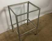 Wooden retro table plant stand metal dresser industrial loft rustic