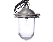 Hanging pendant industrial, retro vintage lamp, metal glass factory light, loft man cave lighting, custom unique one of a kind