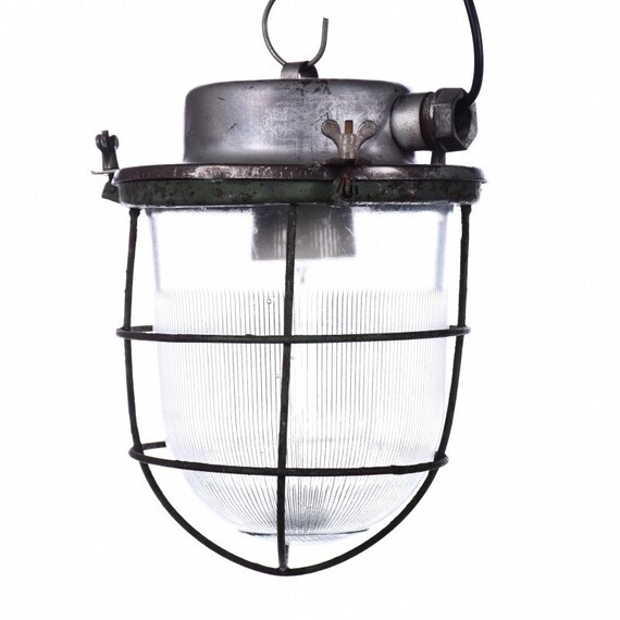 Microbe Centraliseren regeling Industrial Cage Lamp Gray Vintage Old Bully - Etsy