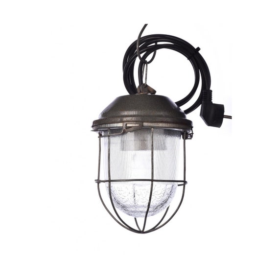 Industrial Hanging Lamp Old Gray Pendant Ceiling Lighting Retro Vintage Cage Light Industrial Decor Man Cave Bar Restaurant