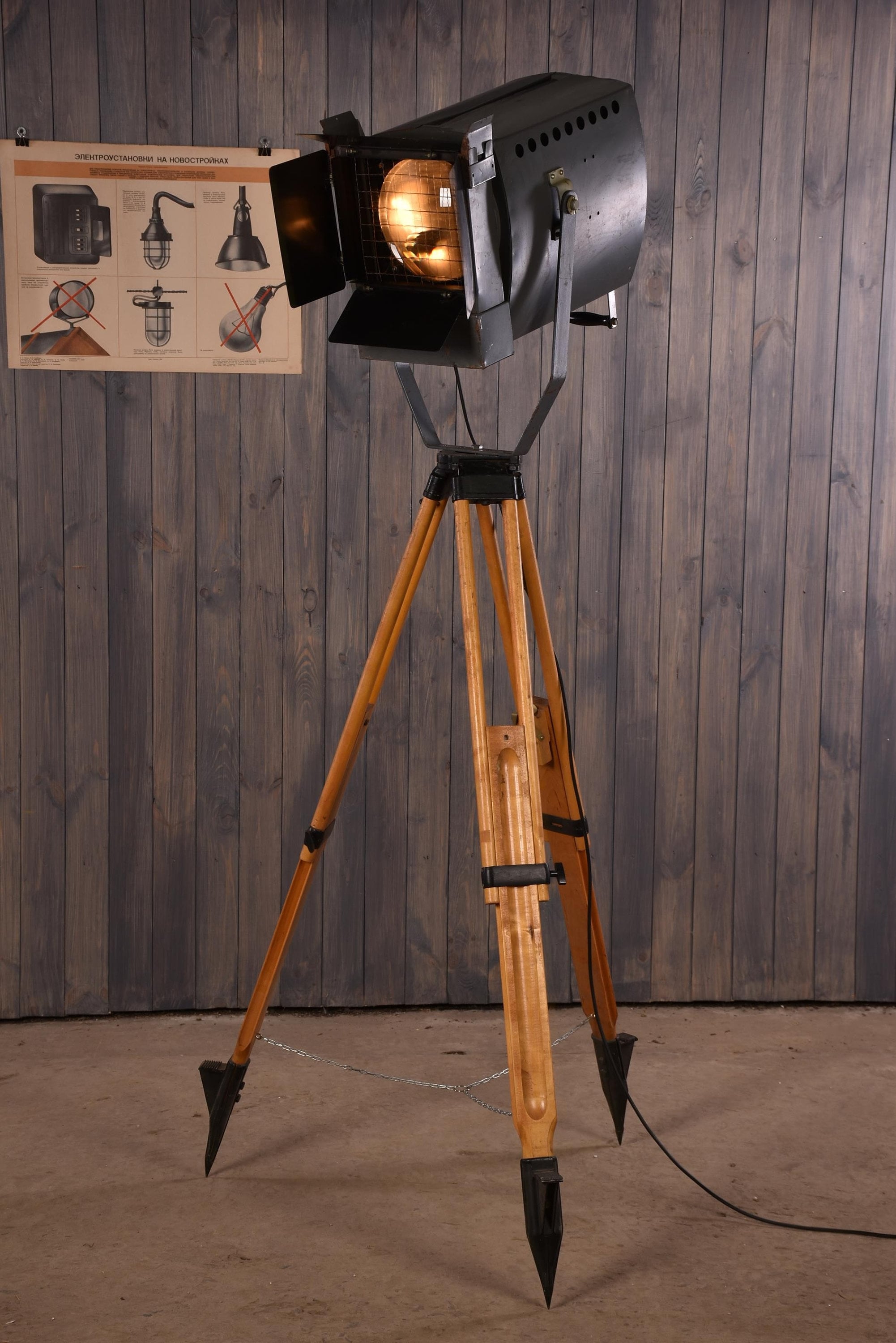 Tripod floor lamp industrial lighting vintage lamps standing Etsy