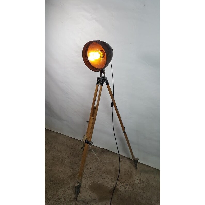 industrial tripod floor lamp