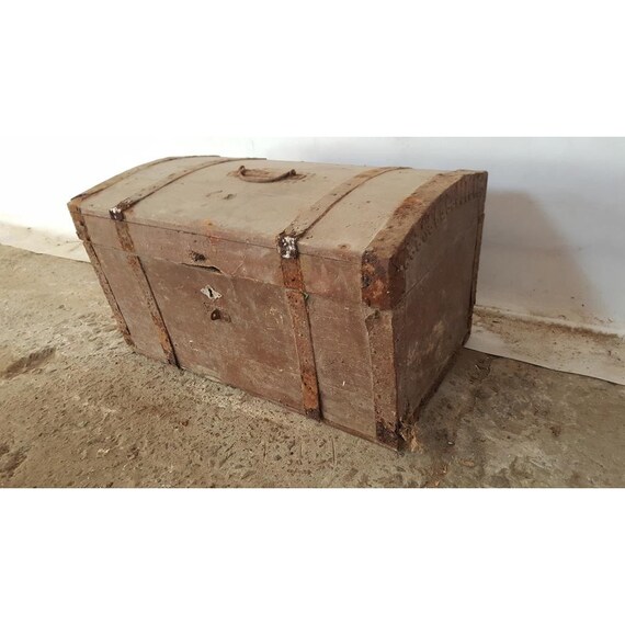 Antique Large Wooden Treasure Chests Rustic Vintage Jewellery Trinket Boxes 35cm