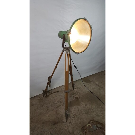 Tripod Floor Lamp Industrial Searchlight Spotlight Lighting Etsy
