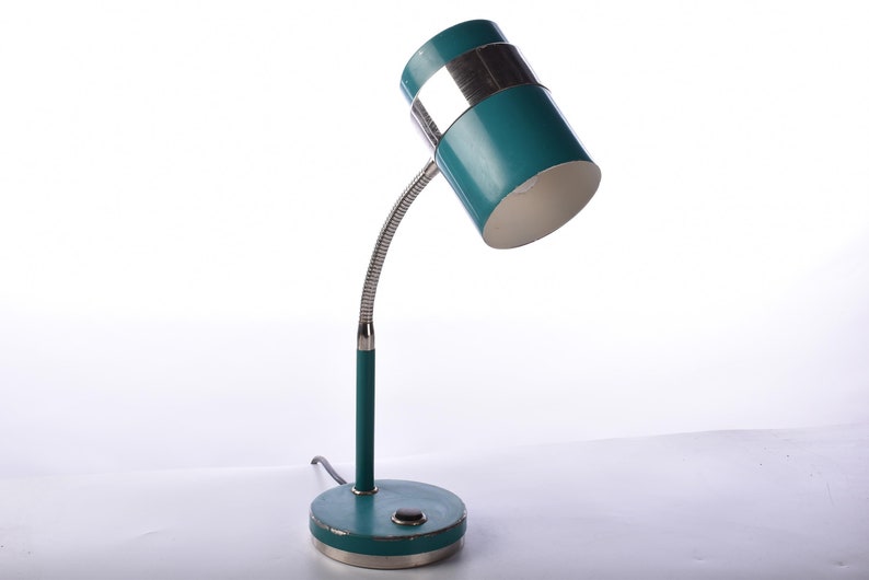 Mid Century Desk Lamp Industrial Work Blue Table Retro Lighting Decor Brocante