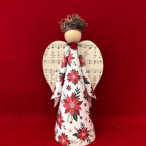 Angel Tree Topper or Table Top With Hymnal Wings - O Come, All Ye Faithful