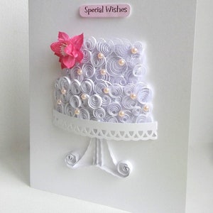 Bruidstaartkaart, 3D-kaart met gelukkige verjaardag quilling