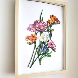 Freesien Quilling Bouquet, Papierblumen Quilling Kunst