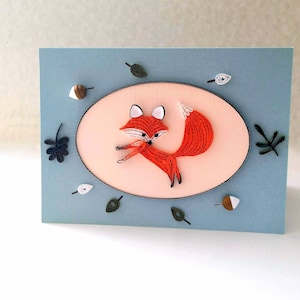 Fox quilling cards, Rusty the Fox Quilled animal, Kids Birthday card