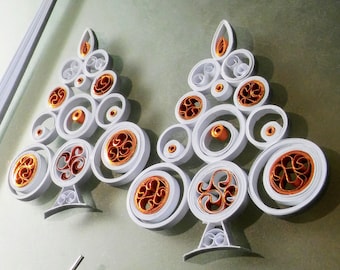 Quilled Christmas Tree Ornament: White Paper Art Decoration