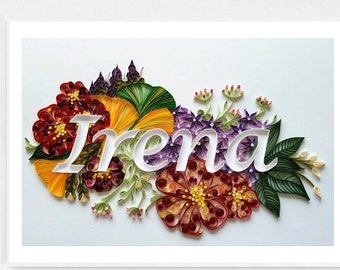 Nom de quilling personnalisé fait à la main, nom de quilling personnalisé, typographie et lettres de quilling