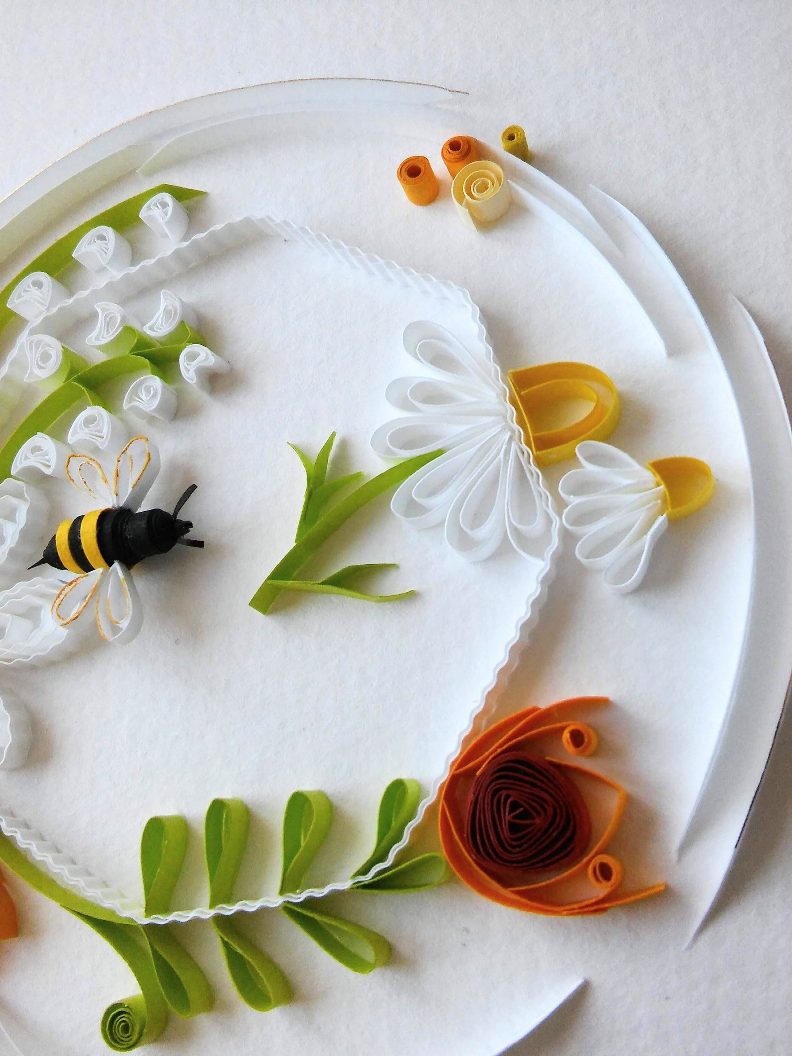 Floral Card With a Bee, Quilling Card, Summer Bouquet, Mothers Day Card