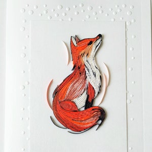 Art de renard quilling, renard en papier, petite image de la vie sauvage