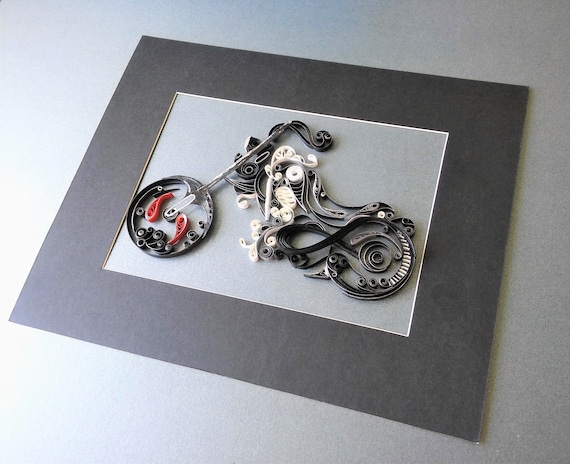 Harley Davidson Quilled Paper Art: Handmade Motorbike Wall Decor