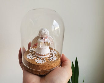 Paper angel in a Glass dome, Christmas angel, Christmas decoration, Angel ornament, Christmas quilling, White Christmas, Christmas gift