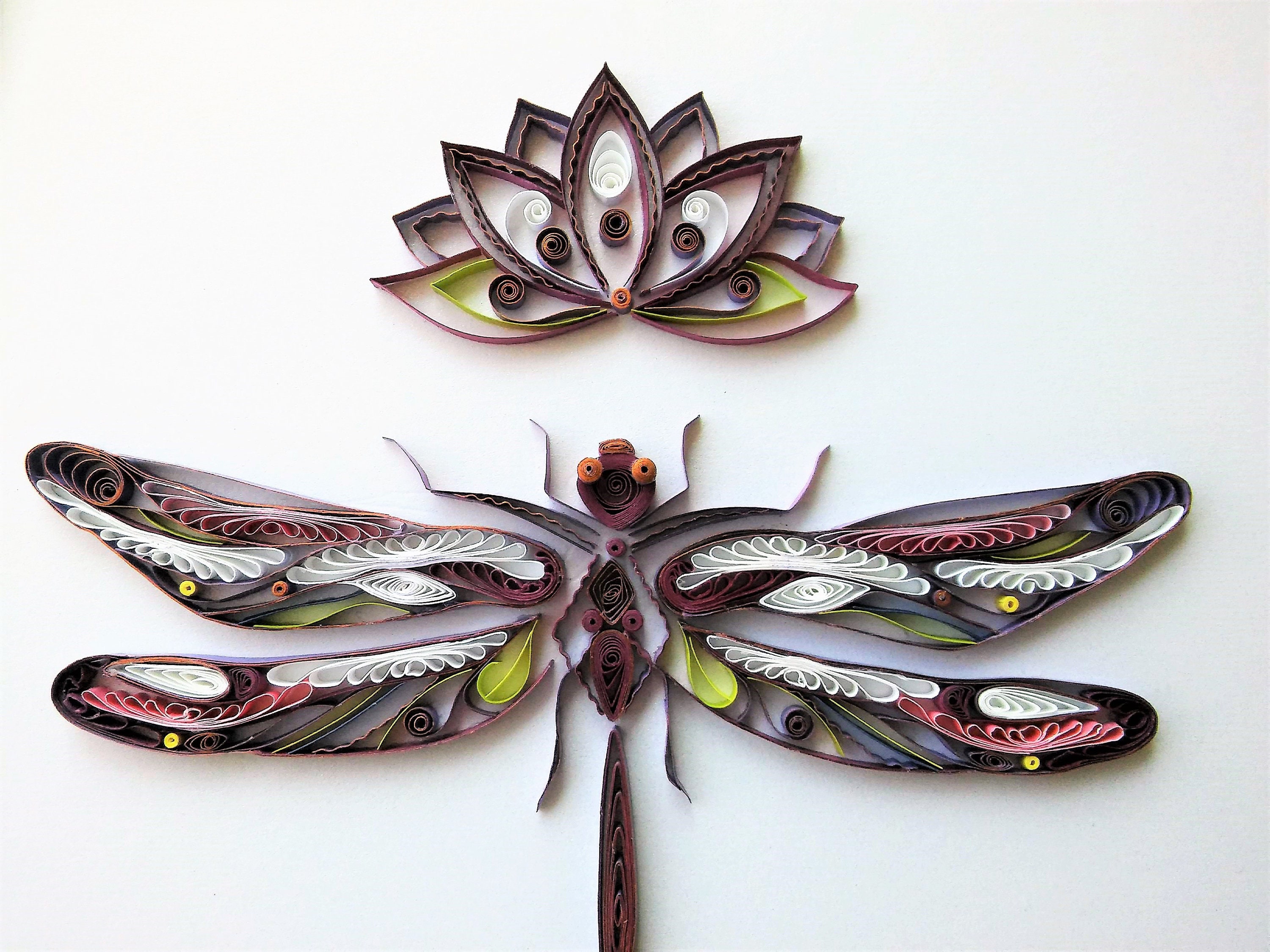 Dragonfly quilling framed art Wall Hanging Dragonfly decor Etsy