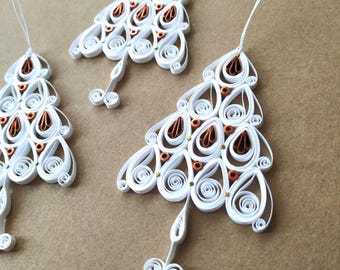 Quilled Christmas Tree Ornament: White Paper Quilling Art