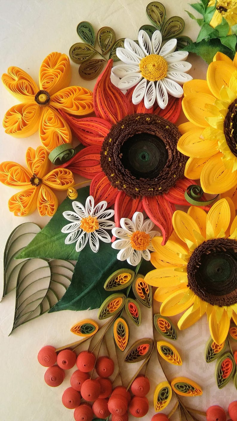 Paper quilling with sunflowers Pretty Flowers Sunflowers Etsy