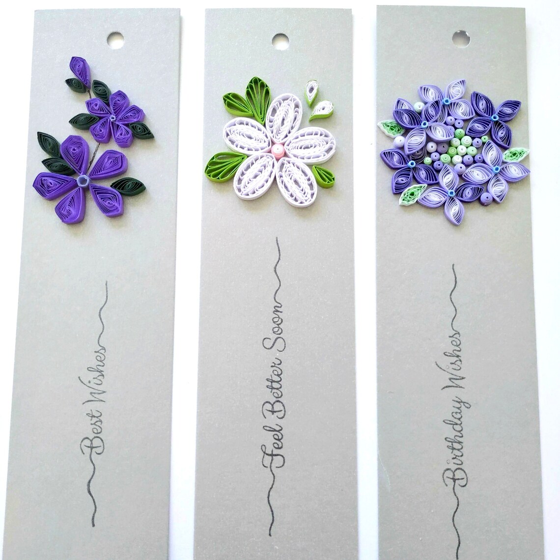 Floral Set of Quilling Bookmarks, Paper Flowers on Bookmarks, Handmade ...