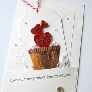 Tarjeta de cactus de San Valentín, Tarjeta de amor hecha con filigrana, Cactus de corazón, Tarjeta "Te amo", Tarjeta de filigrana de San Valentín, Tarjeta de filigrana, Corazón de San Valentín en una maceta