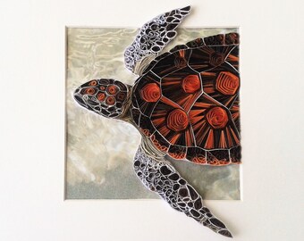 Quilled Sea Turtle Wall Art: Paper Filigree Decor
