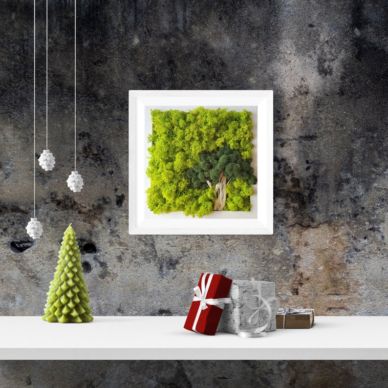 Scandinavian Moss Wall Art Tree of Moss Reindeer Moss Wall Etsy
