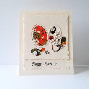Biglietto di Pasqua con quilling e uova di carta washi, biglietto di auguri pasquale