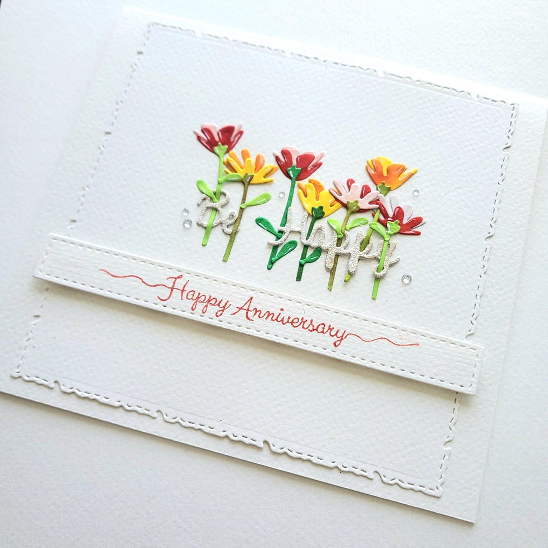Floral Anniversary Card With a Flower Design - Etsy
