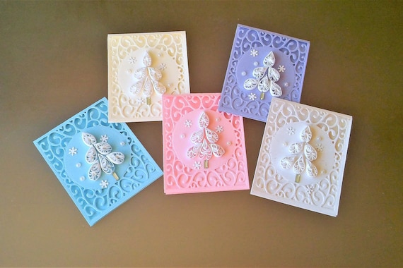 Albero Di Natale Quilling.Natale Quilling Carte Carte Di Albero Di Natale Natale Set Etsy