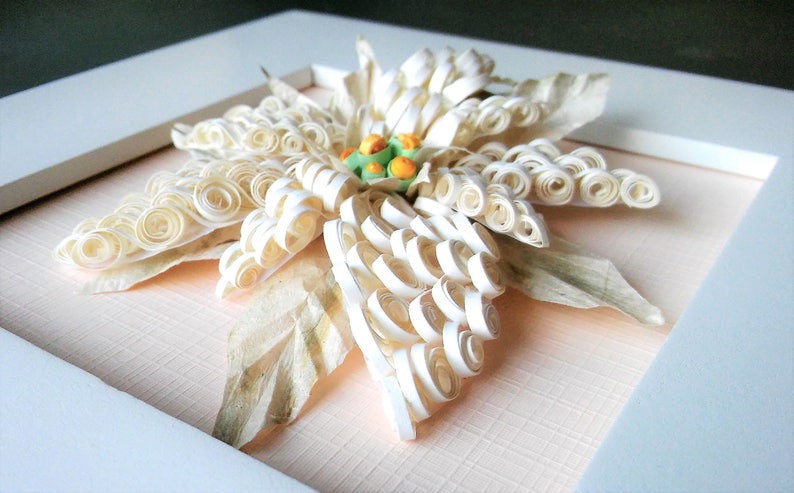 Christmas quilling decorattion white paper poinsettia image 3