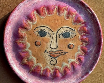 Sun Decorative Catch All Plate Wheel Thrown Handmade Jewelry Dish Trinket Dish