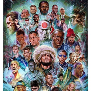 UNIVERSO MMA / UFC / Lutadores / Conor Mcgregor / Khabib / Anderson silva ‘George st Pierre / arte de parede em tela / pôster desenhado à mão