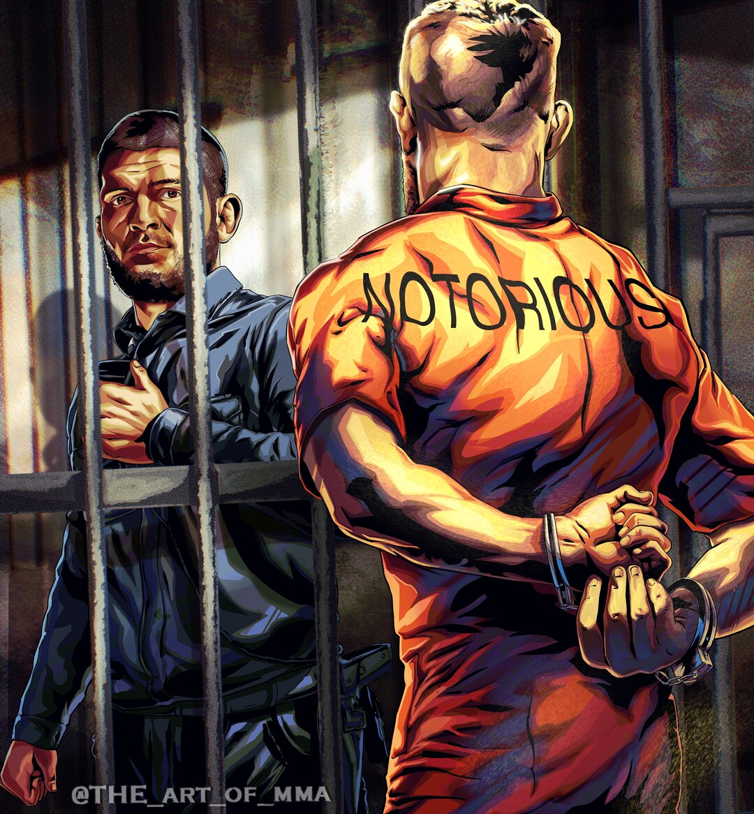 Conor and Khabib Prison Theme Hand Drawn Ufc Art the Art of Mma INSTANT