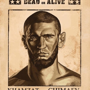 Khamzat Chimaev UFC Fan Art Print Poster MMA Fighter Decor Wall Art UFC 294 / Wanted Poster /