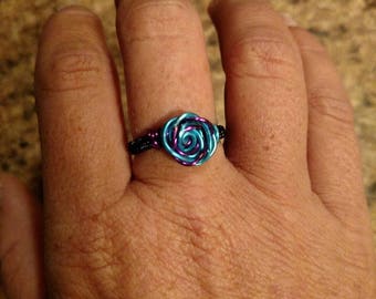 Two tone copper rose ring