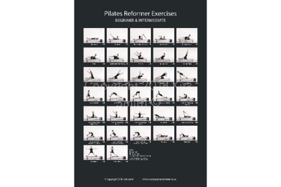 Classical Pilates Centre Reformer Beginner and Intermediate Exercises by Kirk James Smith A1 Matt Laminated Poster 59.4 X 84.1 Cm Active Etsy