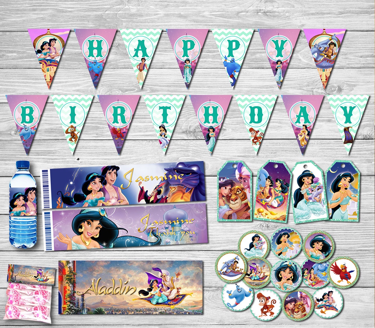 Jasmine Party Package Jasmine Birthday Jasmine Banner Etsy