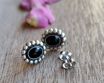 Onyx Stud Earrings | Onyx Earrings, black stud earrings, onyx jewelry, black jewelry, silver jewelry, post earrings