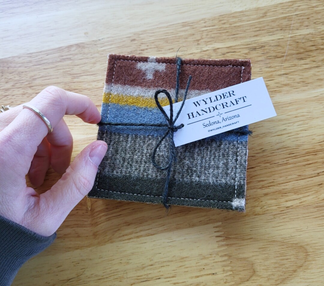 Coaster Gift Set Pendleton Fabric Coasters, Leather Coaster Set ...