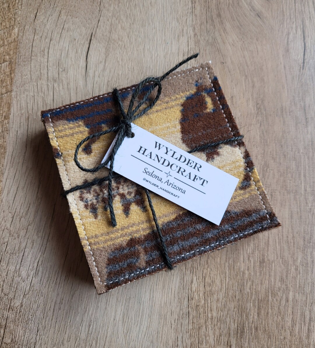 Coaster Gift Set Pendleton Fabric Coasters, Leather Coaster Set ...