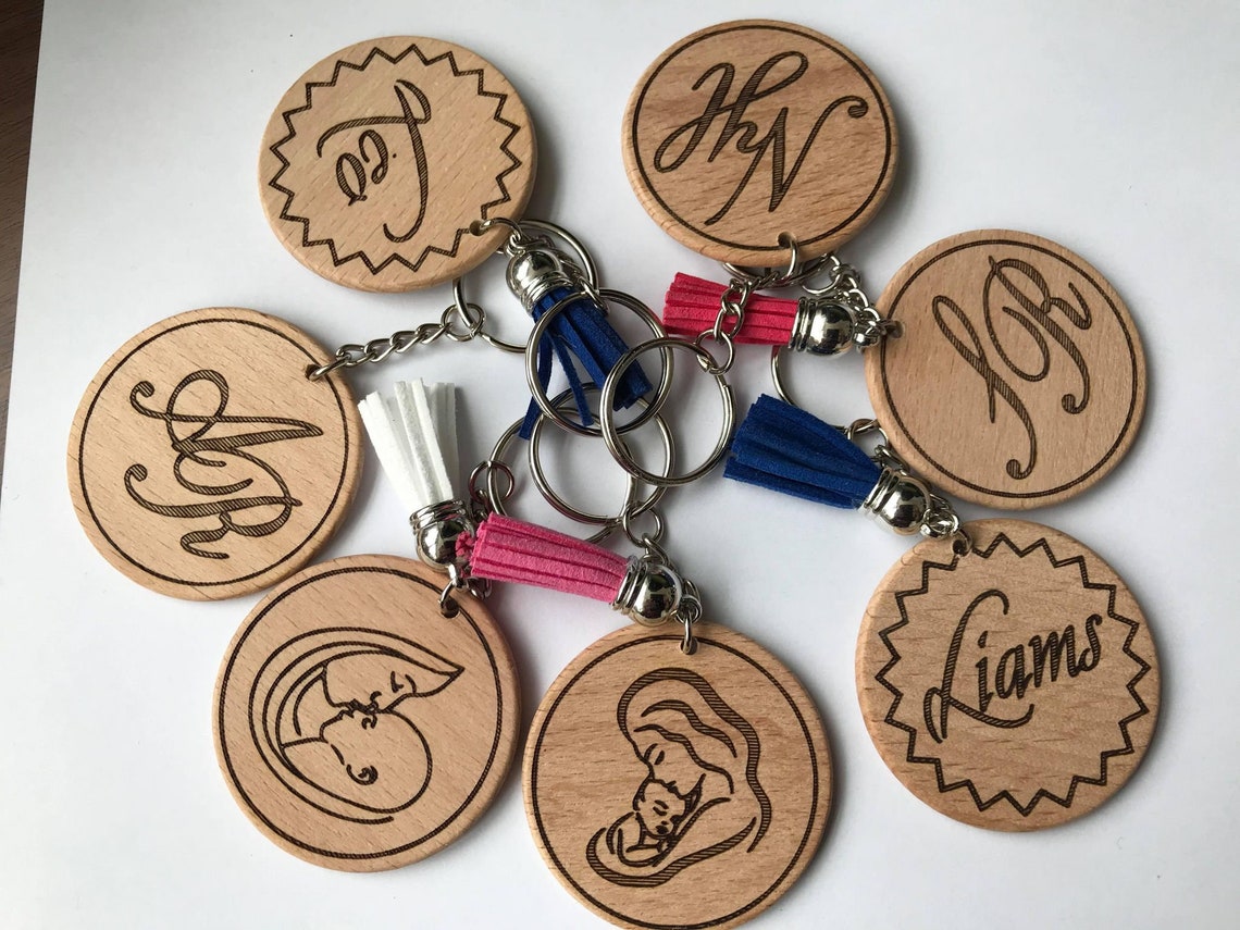 Personalized Key Ring Name Keychain Wood Keyring Kids Etsy