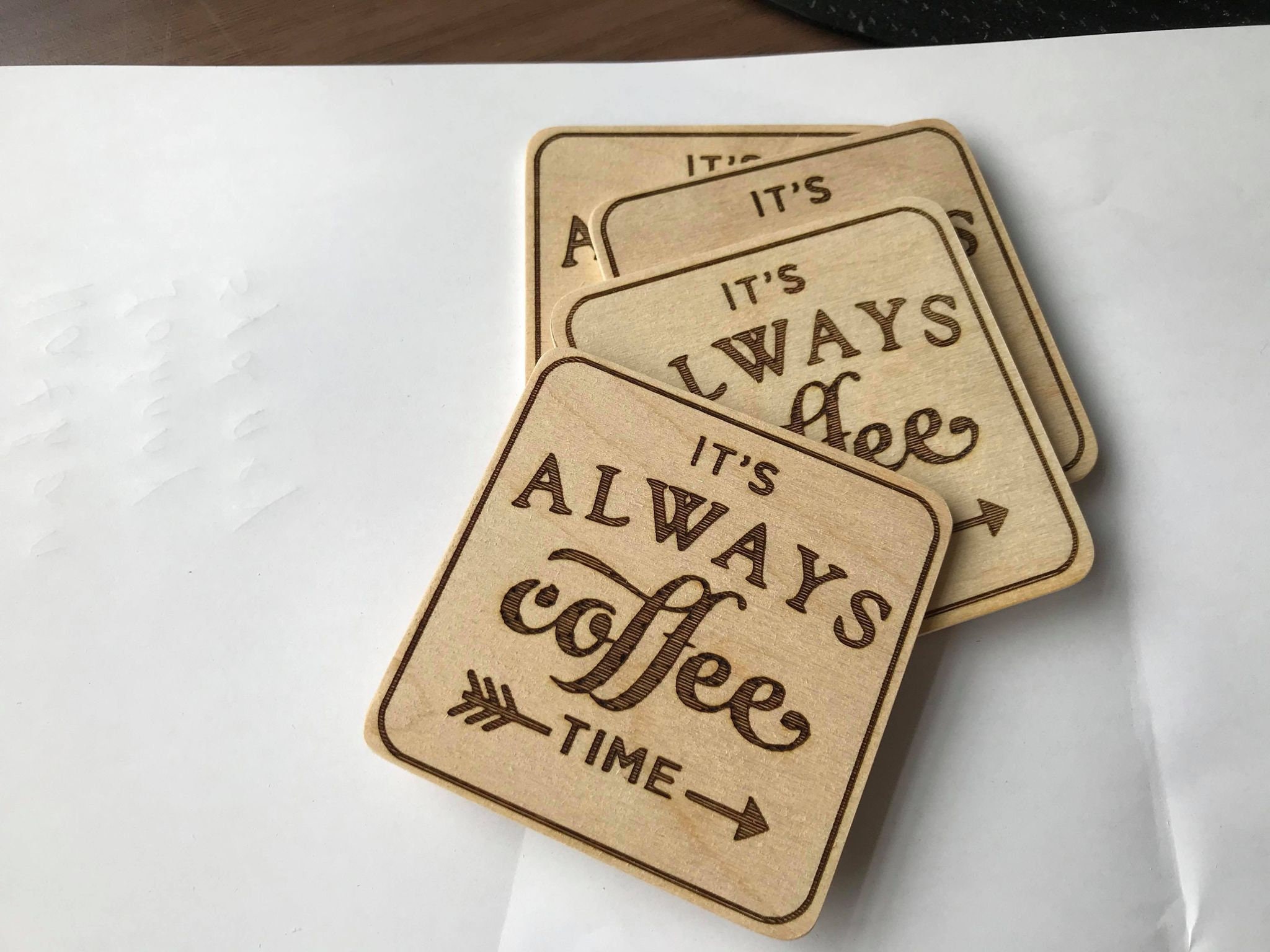 Set of 4 Personalized Coasters Wooden Coasters Engraved Etsy UK