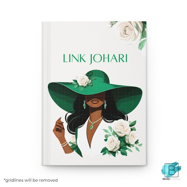 Personalized Link with Hat Hardcover Matte Journal | Organization Inspired | Emerald Green & White Notebook | White Roses | Links Gifts