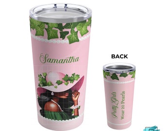 Personalized Soror in Ivies Tumbler | Sorority Inspired |  20oz Tumbler | New Member Gift | Pink and Green