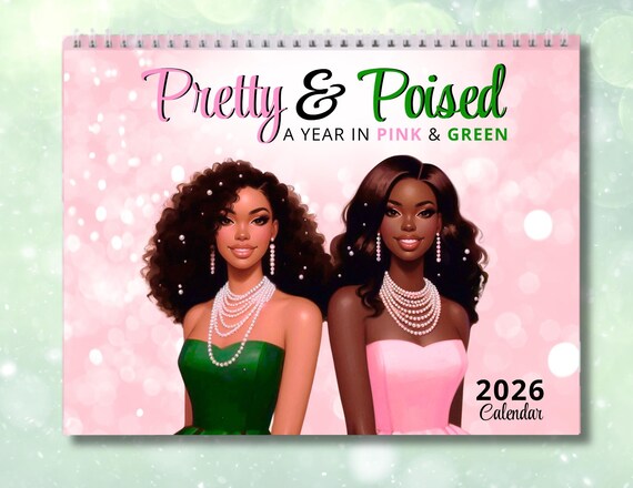 Pretty & Poised: A Year in Pink and Green | 2026 Wall Calendar, AKA  Sorority Inspired Calendar, Alpha Kappa Alpha, Soror Gift - Etsy